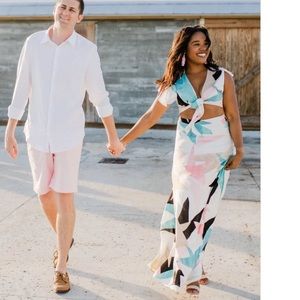 Lulus Daydreaming White Print Two-Piece Maxi / only worn once!